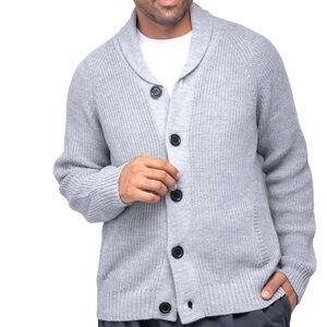 X-Ray Jeans Men’s Shawl Collar Cardigan – Light Grey, Size 2X